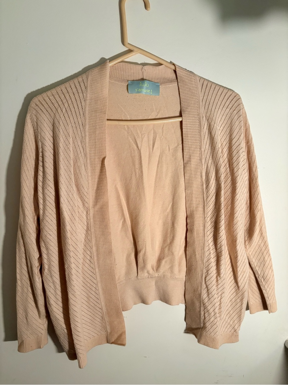 Light Pink Open-Front Women's Cardigan Sweater